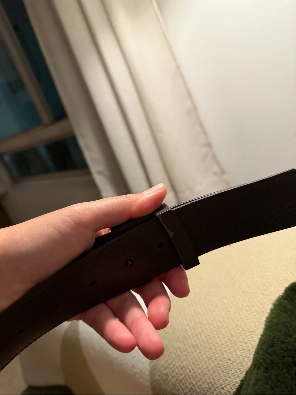 Louis Vuitton Brown Damier Canvas Men's Belt with Dark LV Buckle